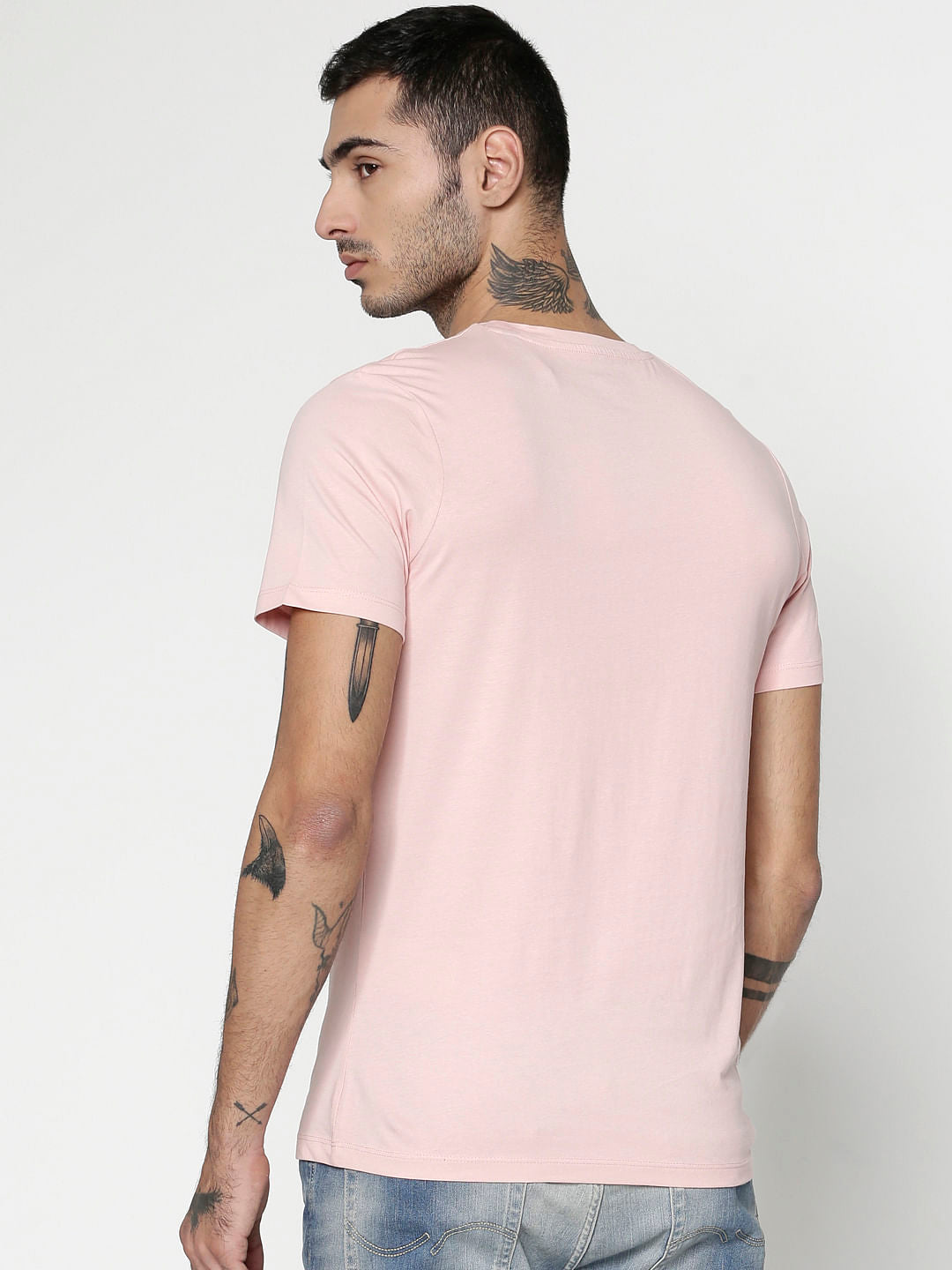 Pink Graphic Print Slim Fit Crew Neck T-Shirt