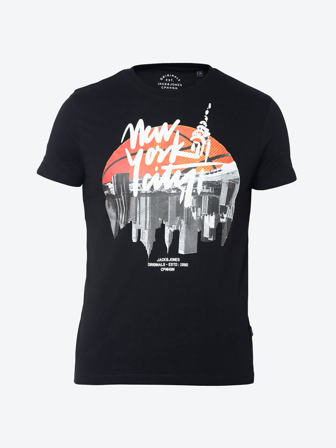 Black New York City Graphic Print Crew Neck T-Shirt