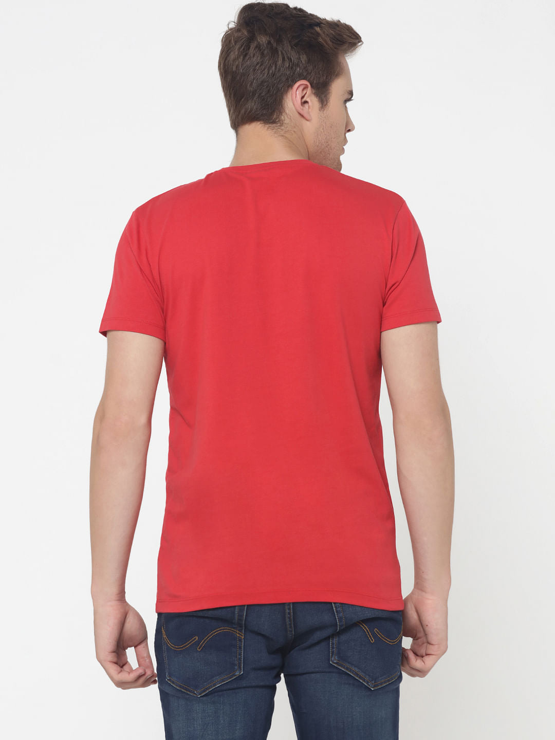 Red Text Print Crew Neck T-Shirt