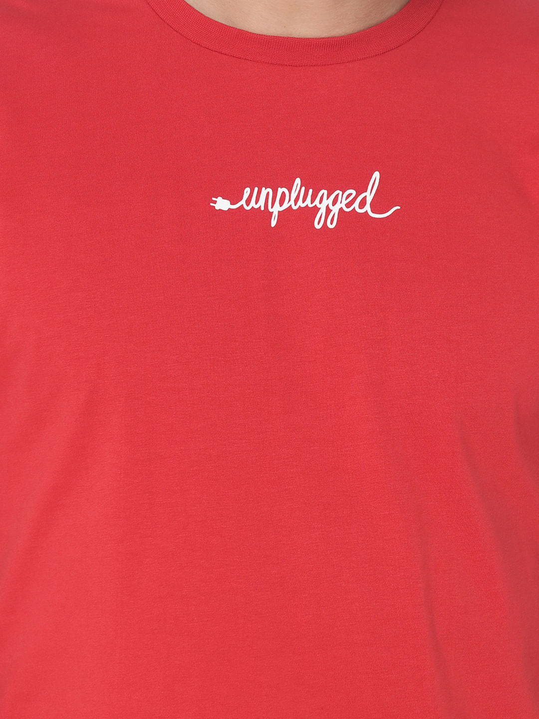 Red Text Print Crew Neck T-Shirt