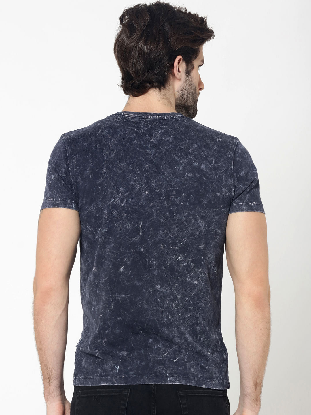 Blue Skull Graphic Print Crew Neck T-Shirt
