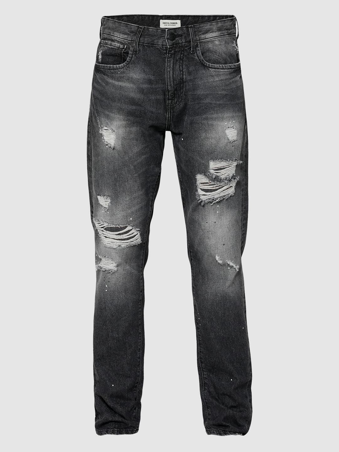 Black Highly Distressed Erik Anti- Fit Jeans
