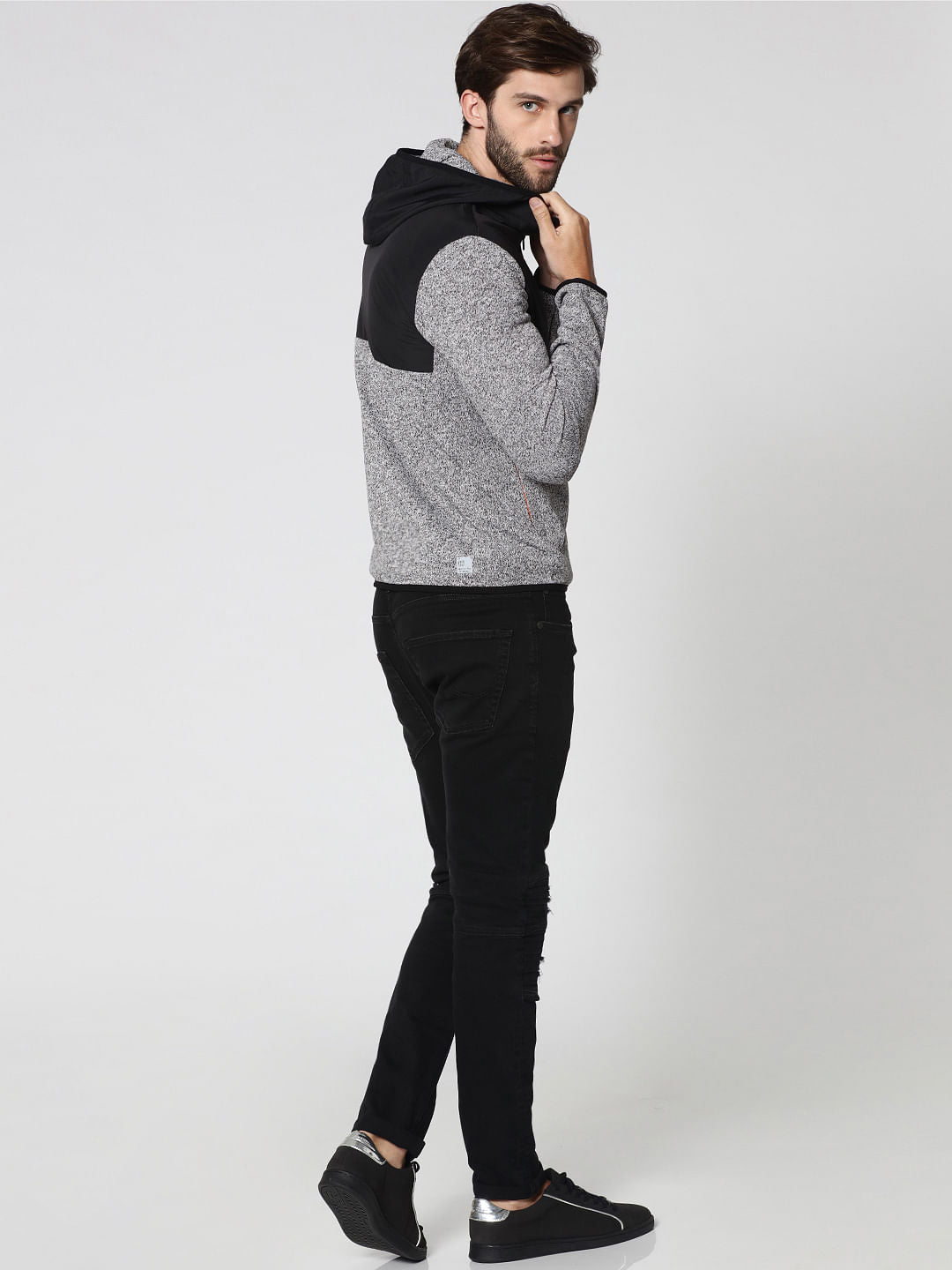 Light Grey Colourblocked Sweat Jacket