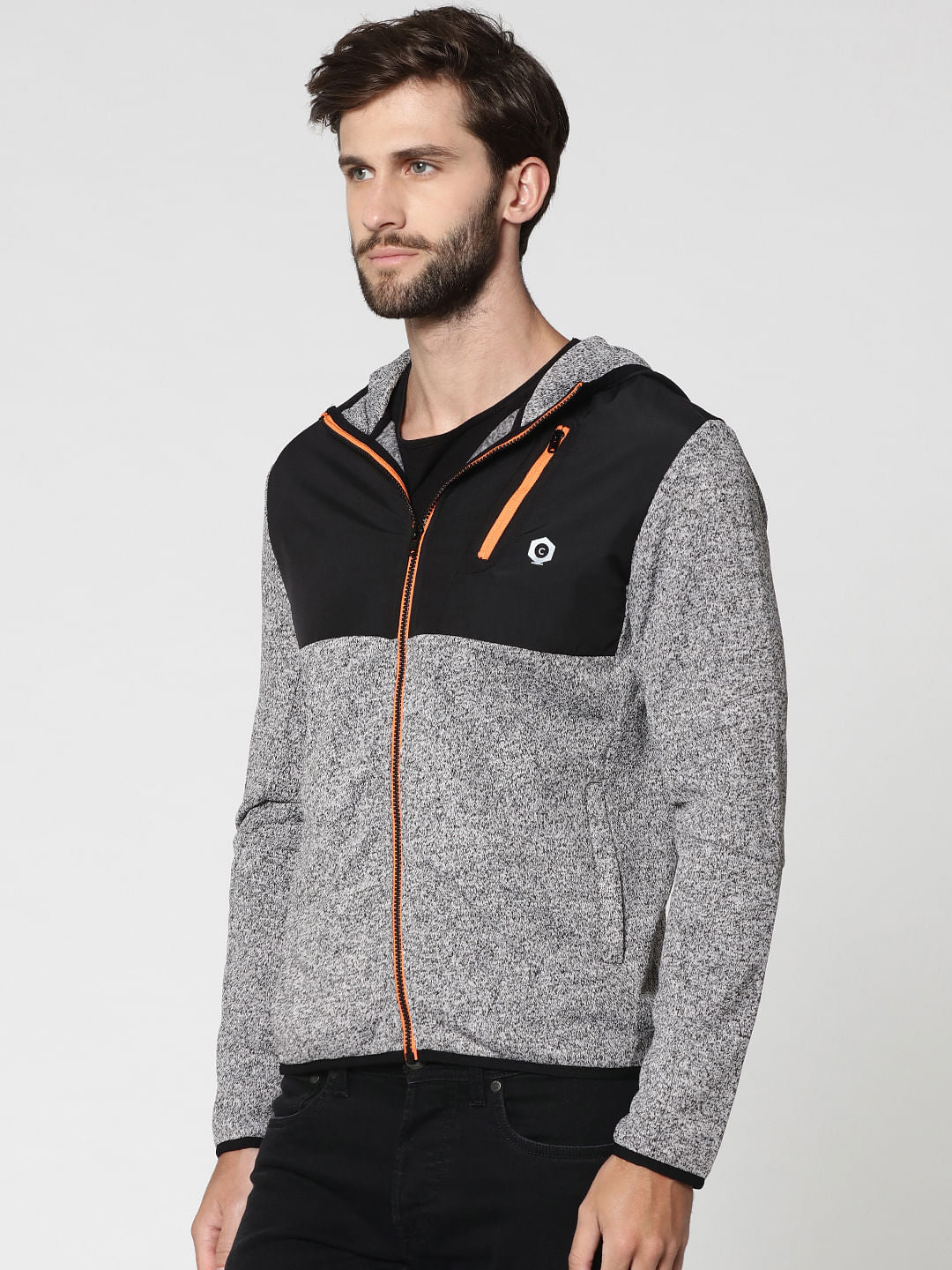 Light Grey Colourblocked Sweat Jacket