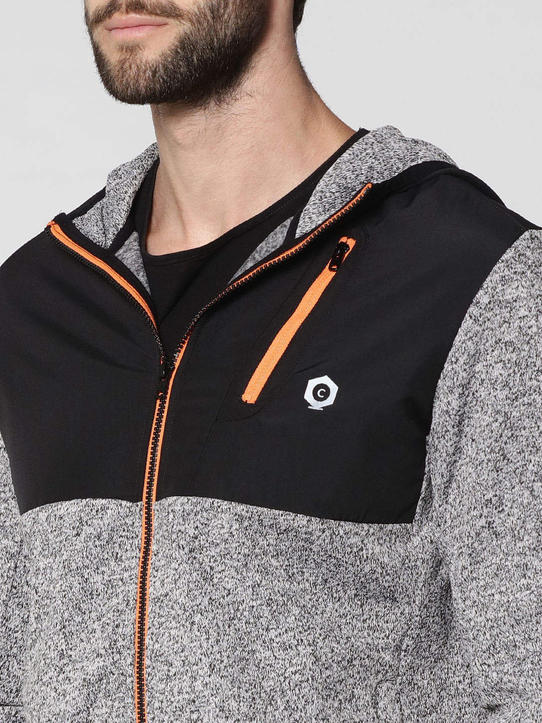 Light Grey Colourblocked Sweat Jacket