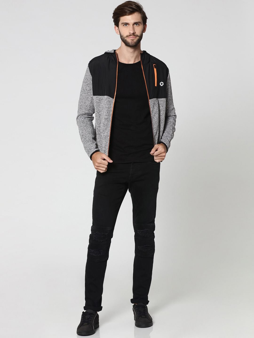 Light Grey Colourblocked Sweat Jacket