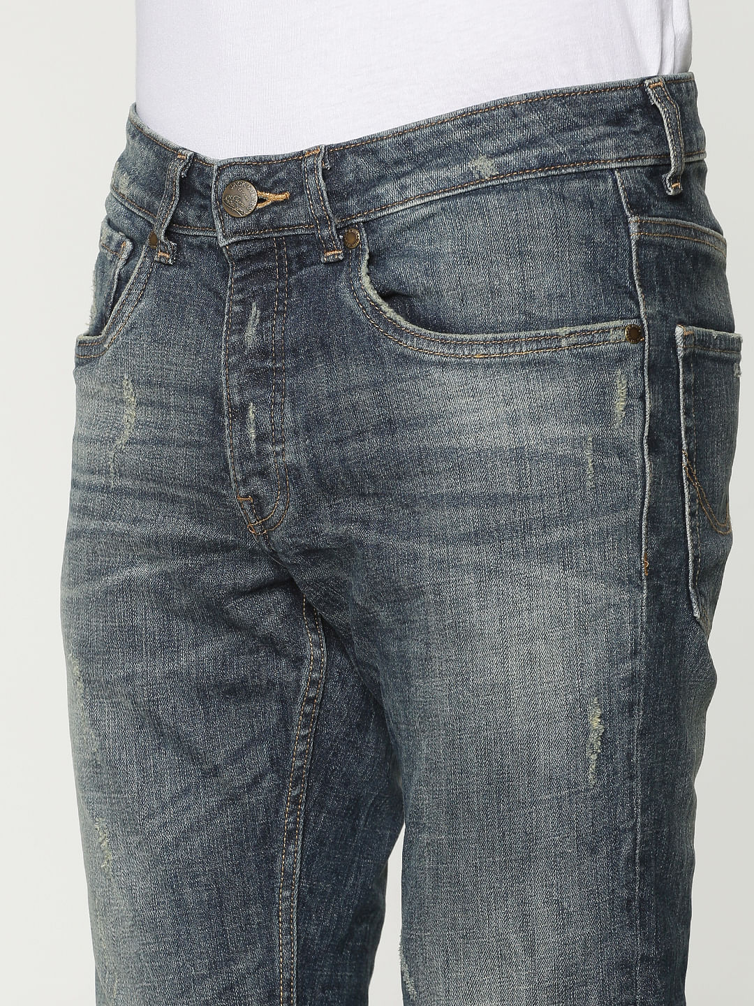 Blue Distressed Glenn Slim Fit Jeans