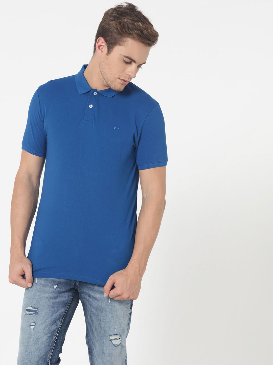 Blue Polo Neck T-Shirt