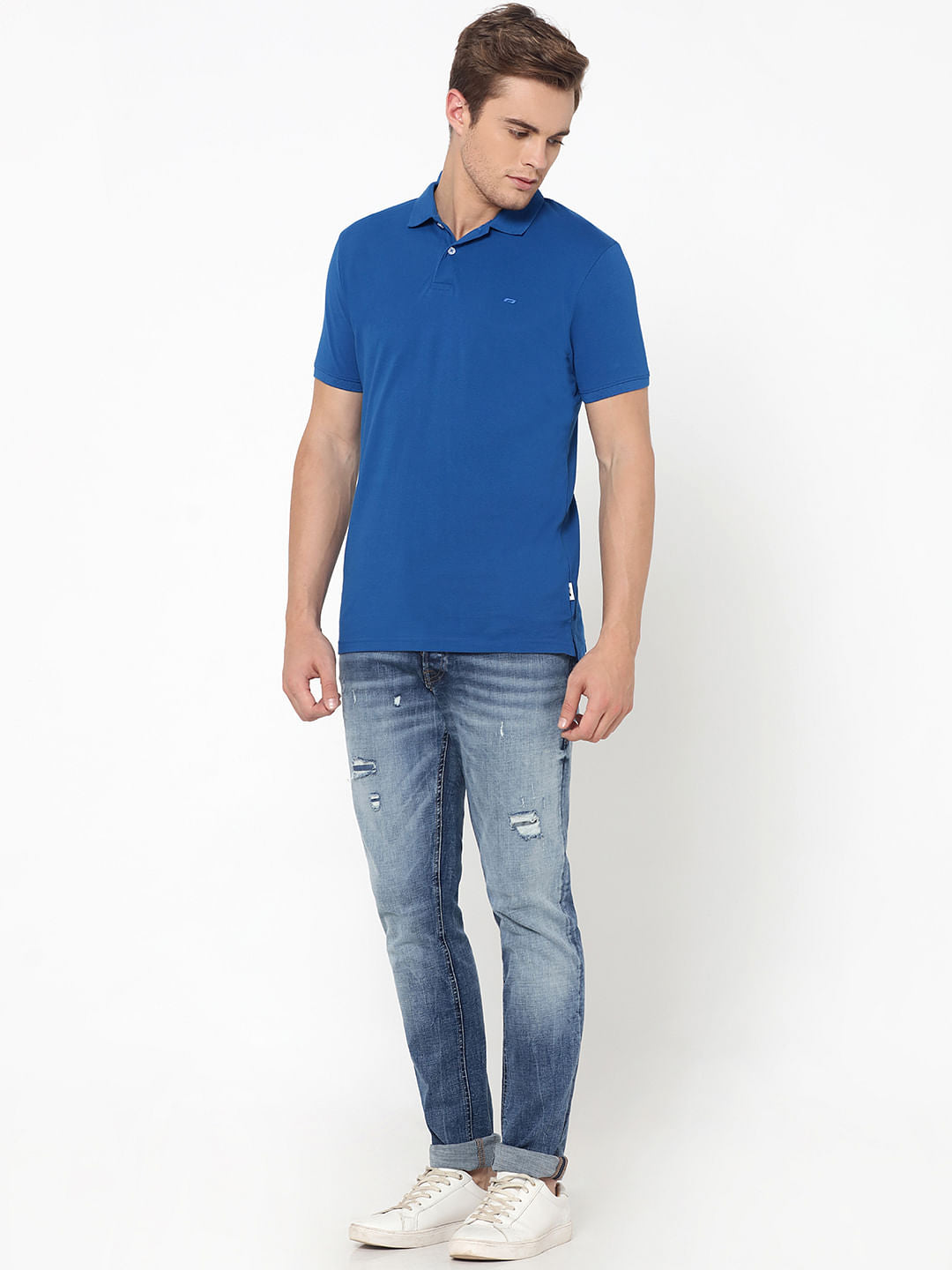 Blue Polo Neck T-Shirt