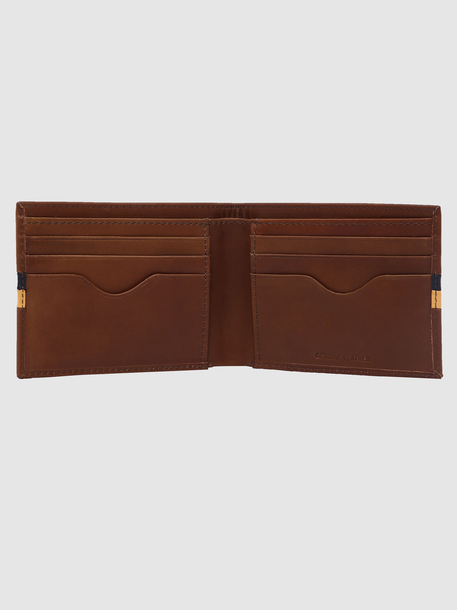 Tan Striped Leather Wallet