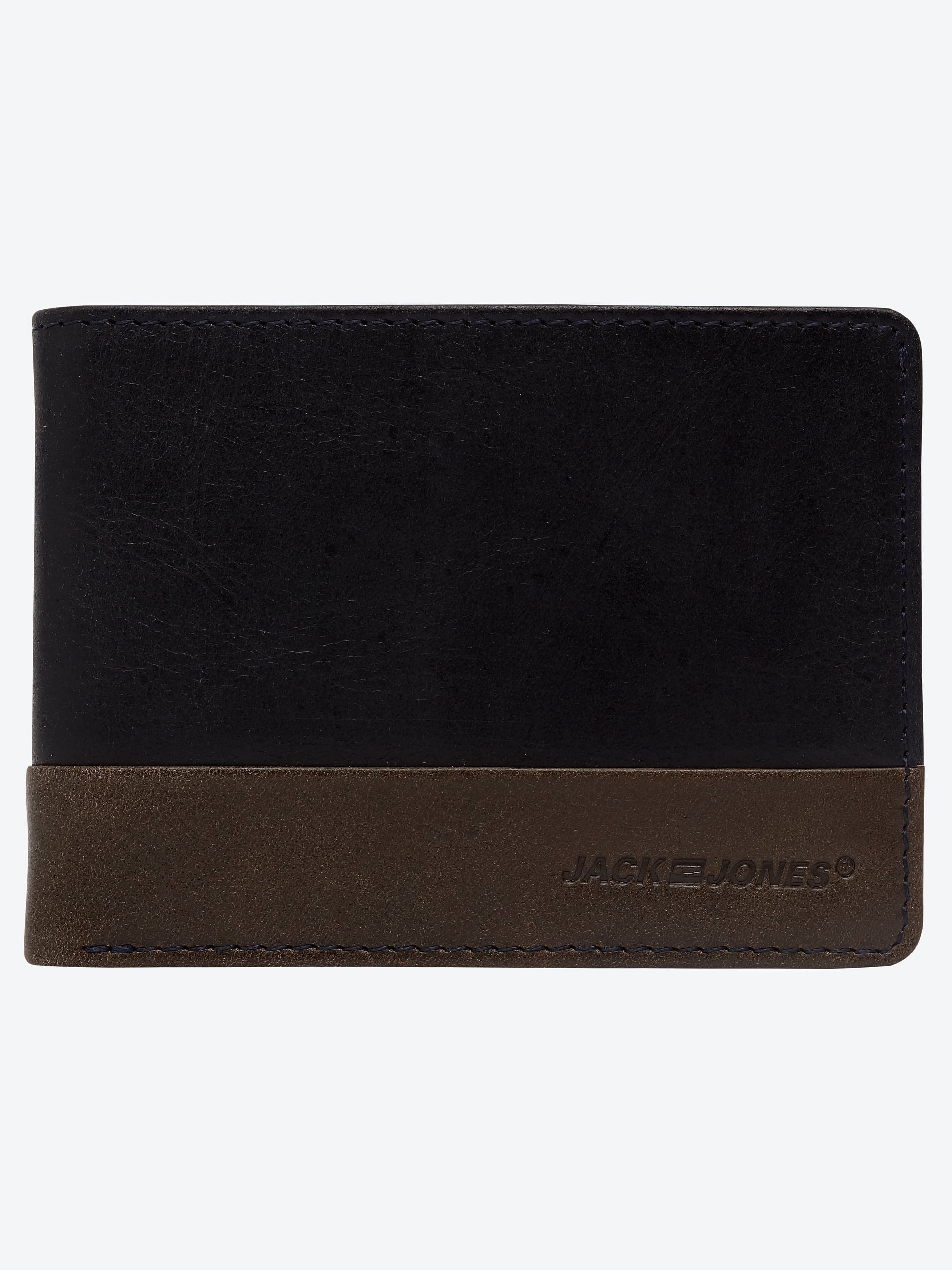 Black And Brown Colour Blocked Leather Wallet
