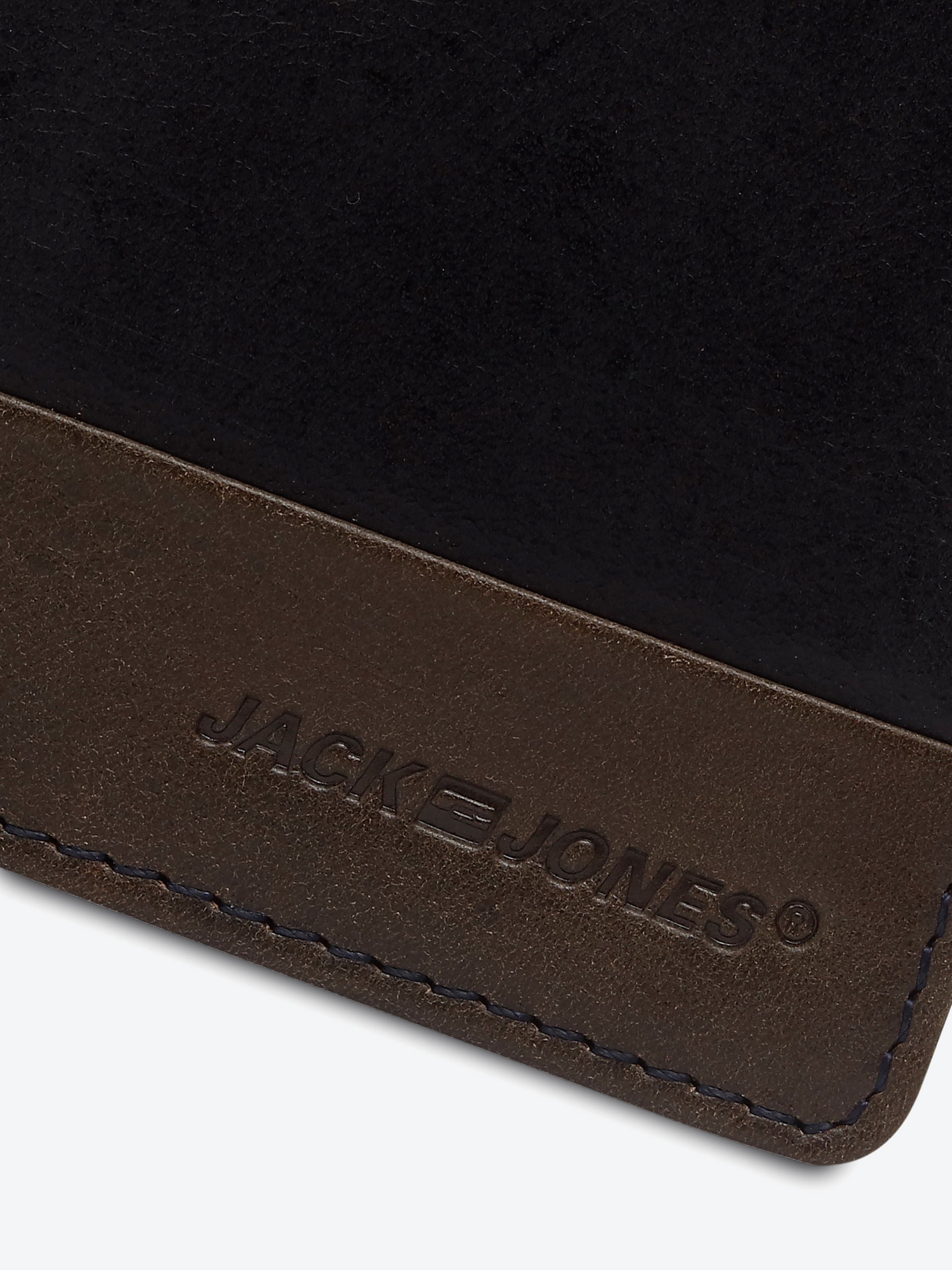 Black And Brown Colour Blocked Leather Wallet