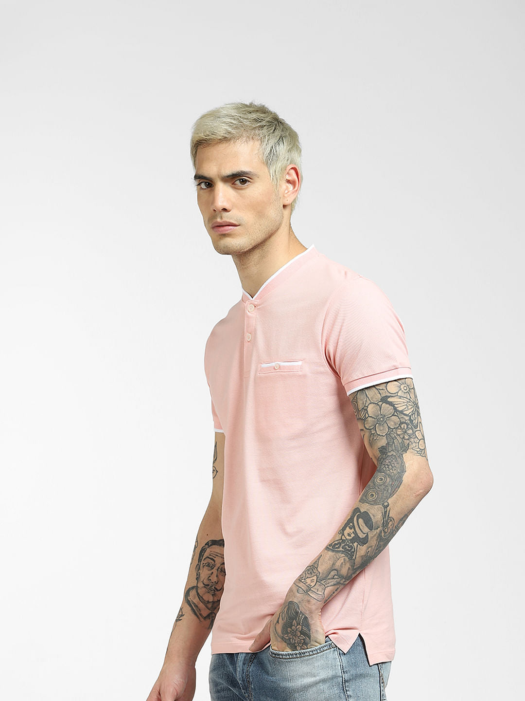 Pink Henley T-shirt