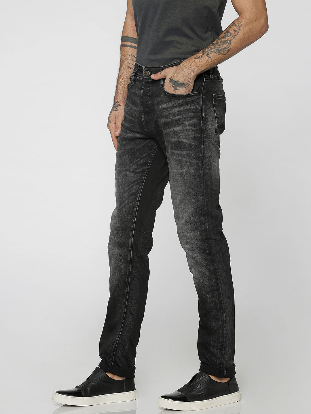 Black Faded Tim Anti Fit Jeans