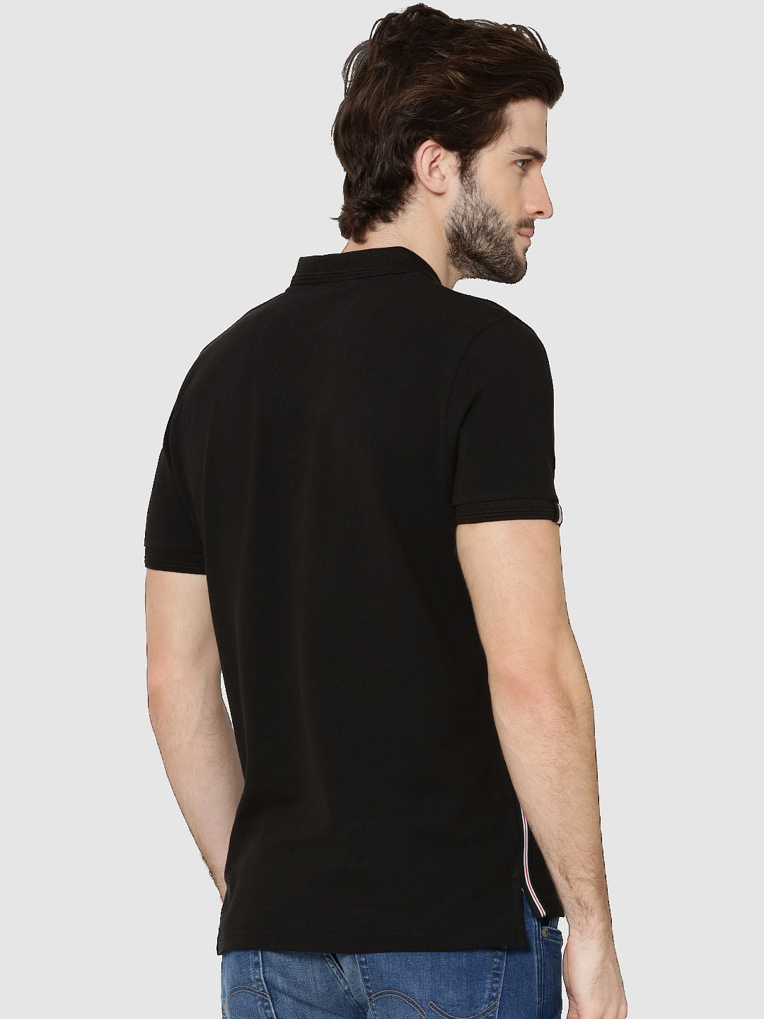Black Tape Detail Polo T-Shirt