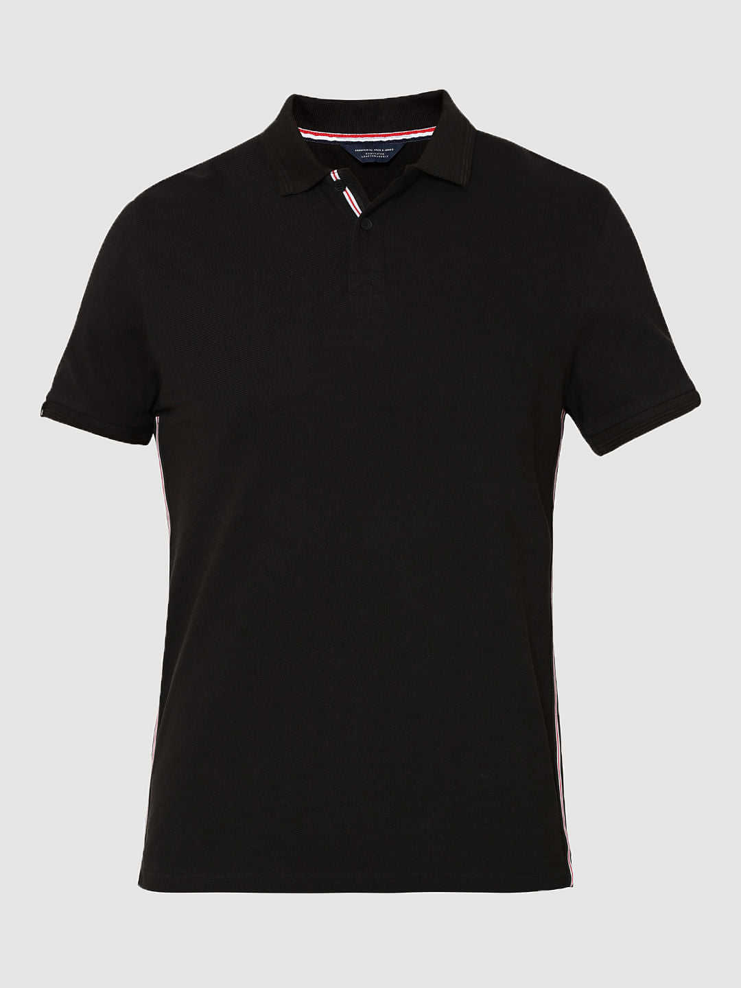 Black Tape Detail Polo T-Shirt