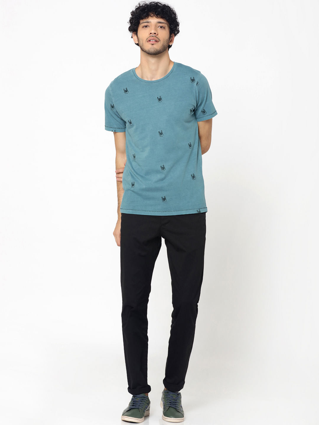 Black Mid Rise Slim Fit Chinos
