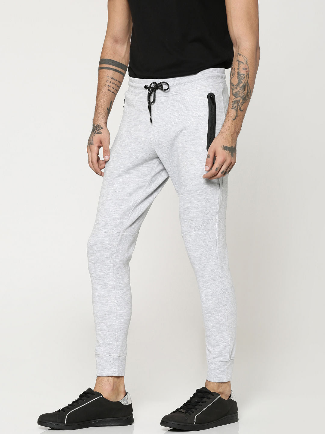 Grey Contrast Pocket Lining Sweatpants