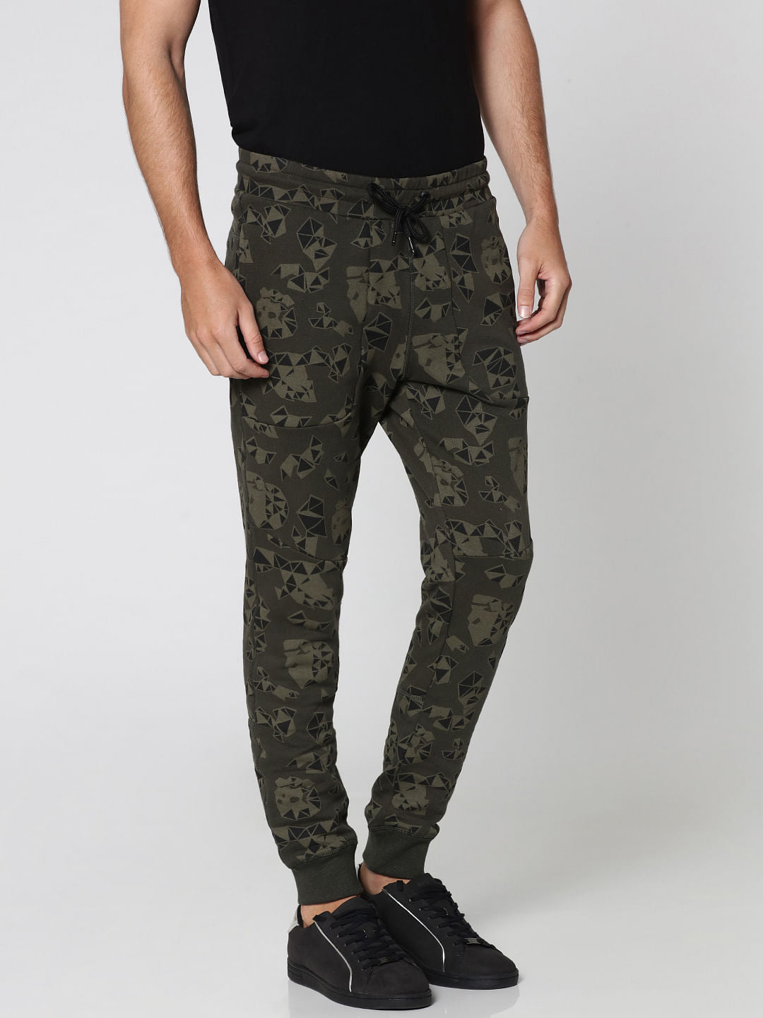 Olive Green Camo Print Sweatpants