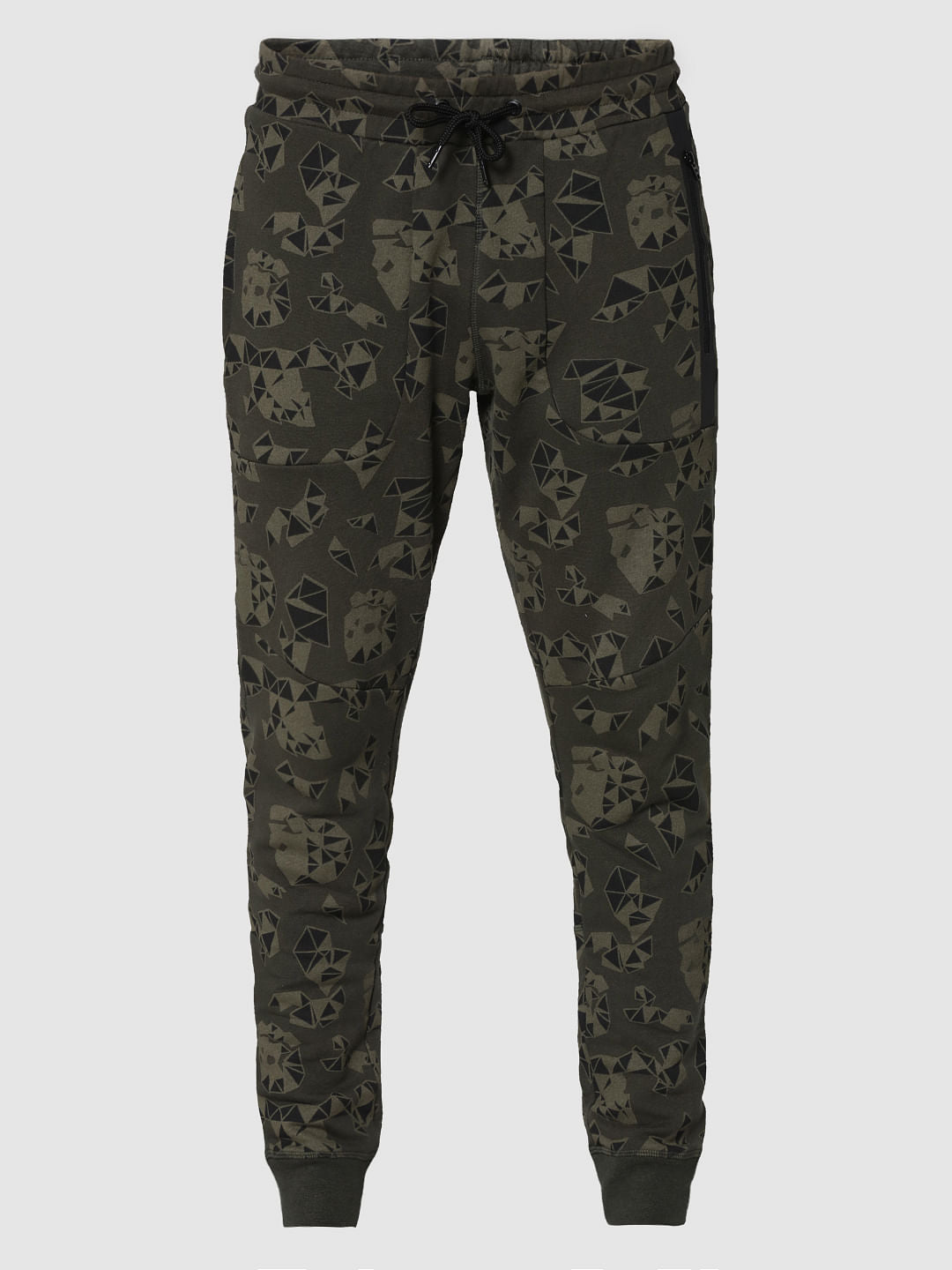 Olive Green Camo Print Sweatpants