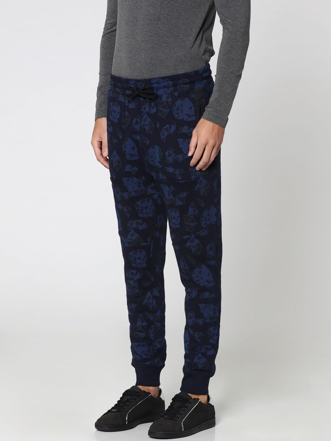 Dark Blue Skull Print Sweatpants