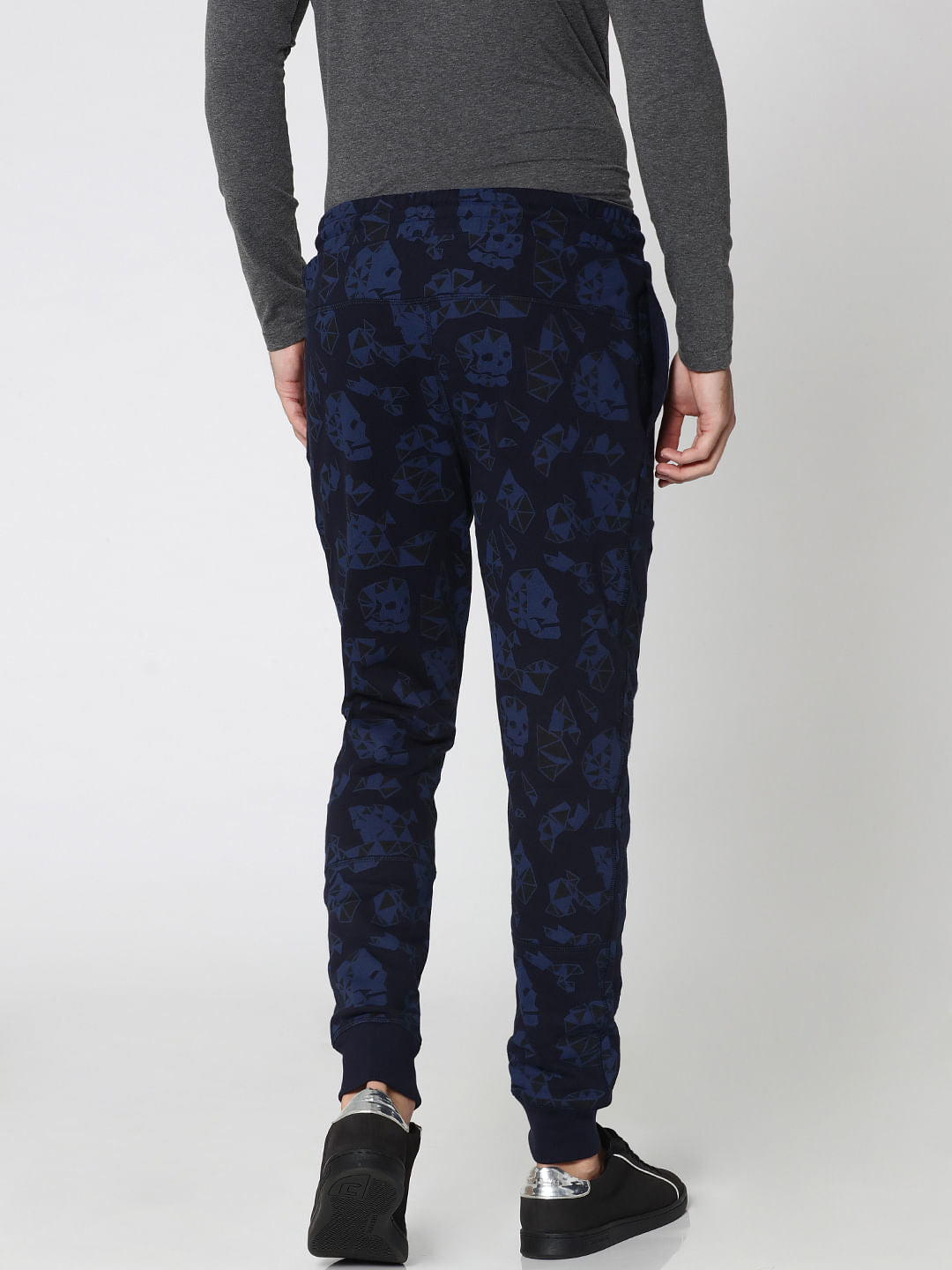 Dark Blue Skull Print Sweatpants