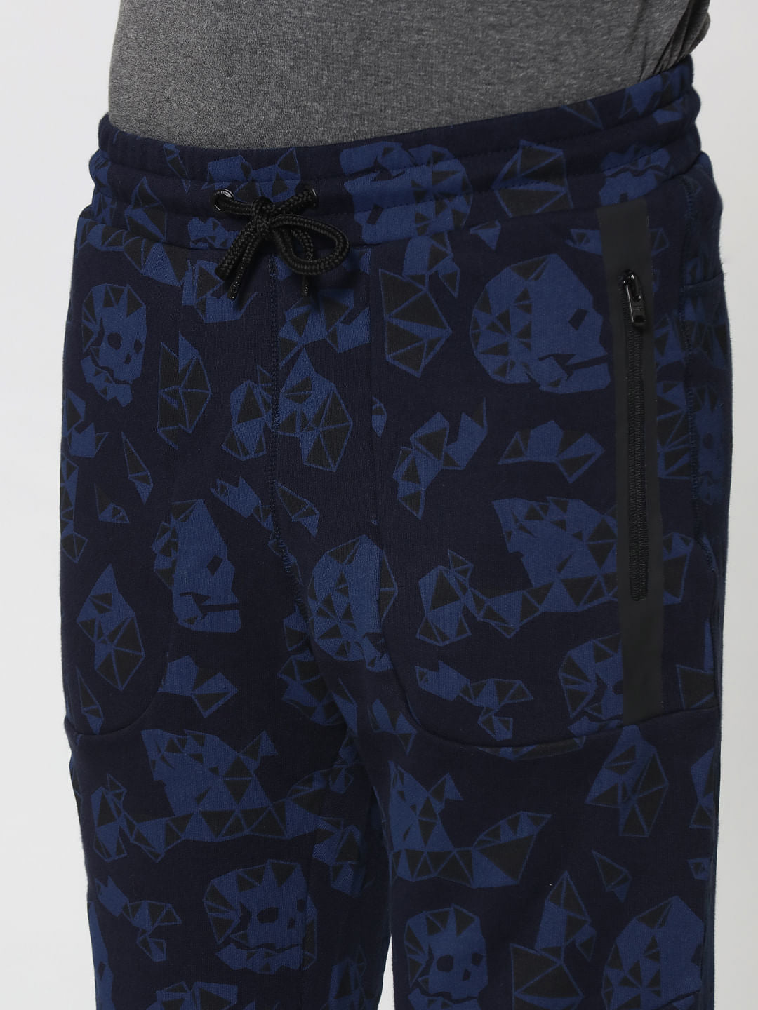 Dark Blue Skull Print Sweatpants