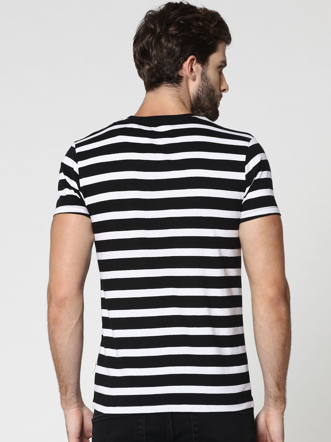 Black Striped Crew Neck T-Shirt