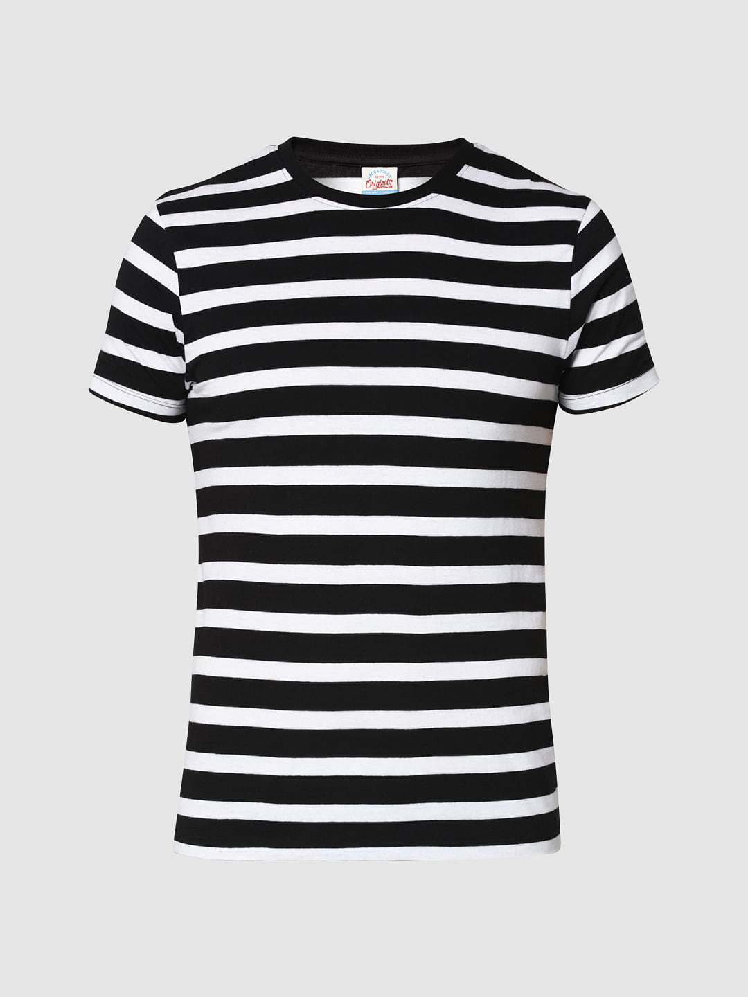Black Striped Crew Neck T-Shirt