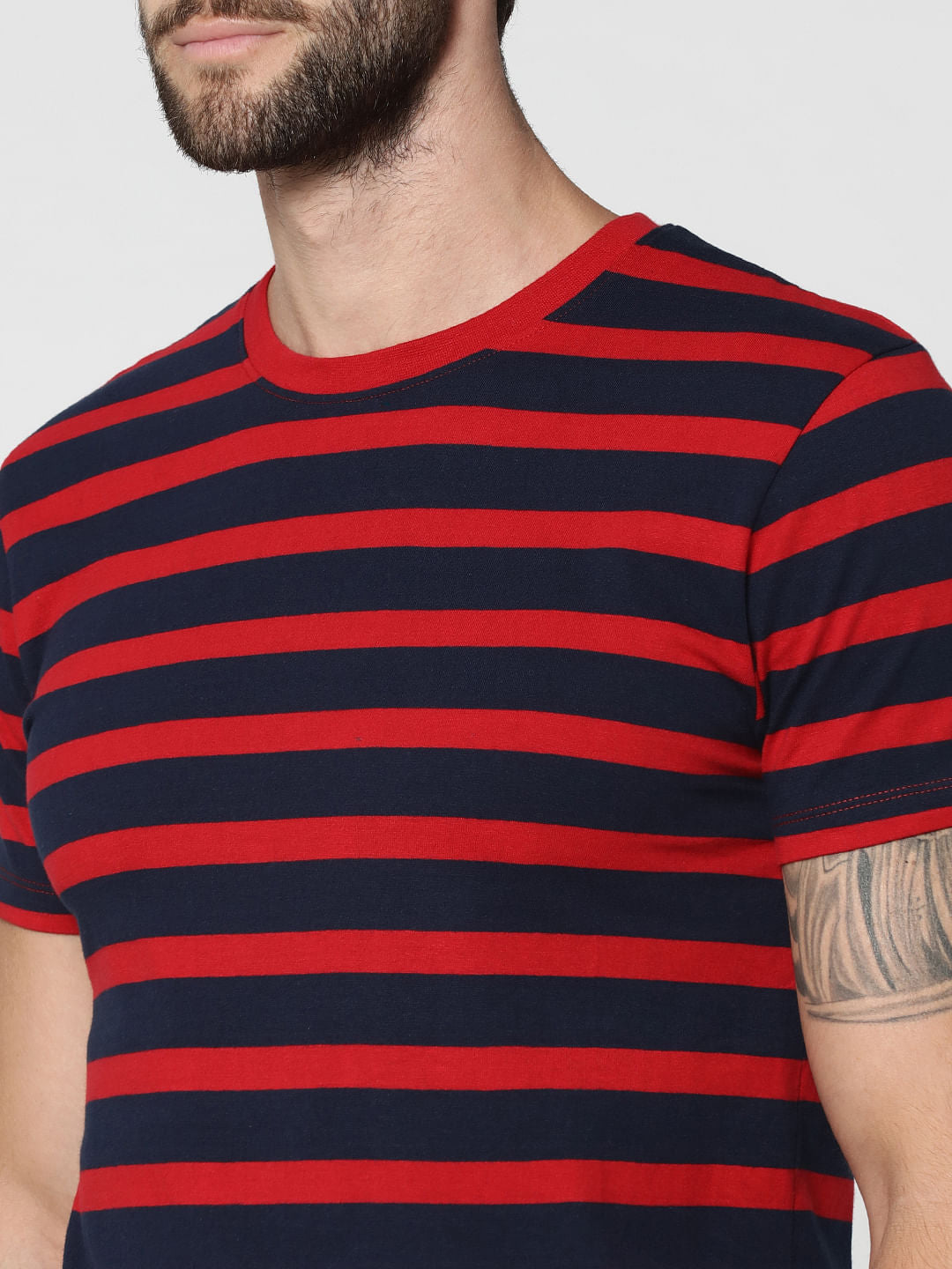 Red Striped Crew Neck T-Shirt