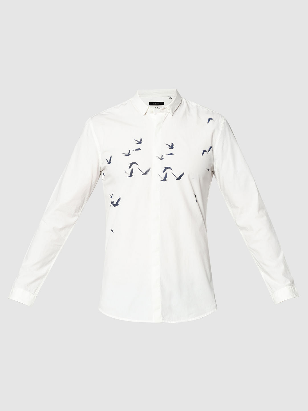 White Bird Print Full Sleeves Shirt