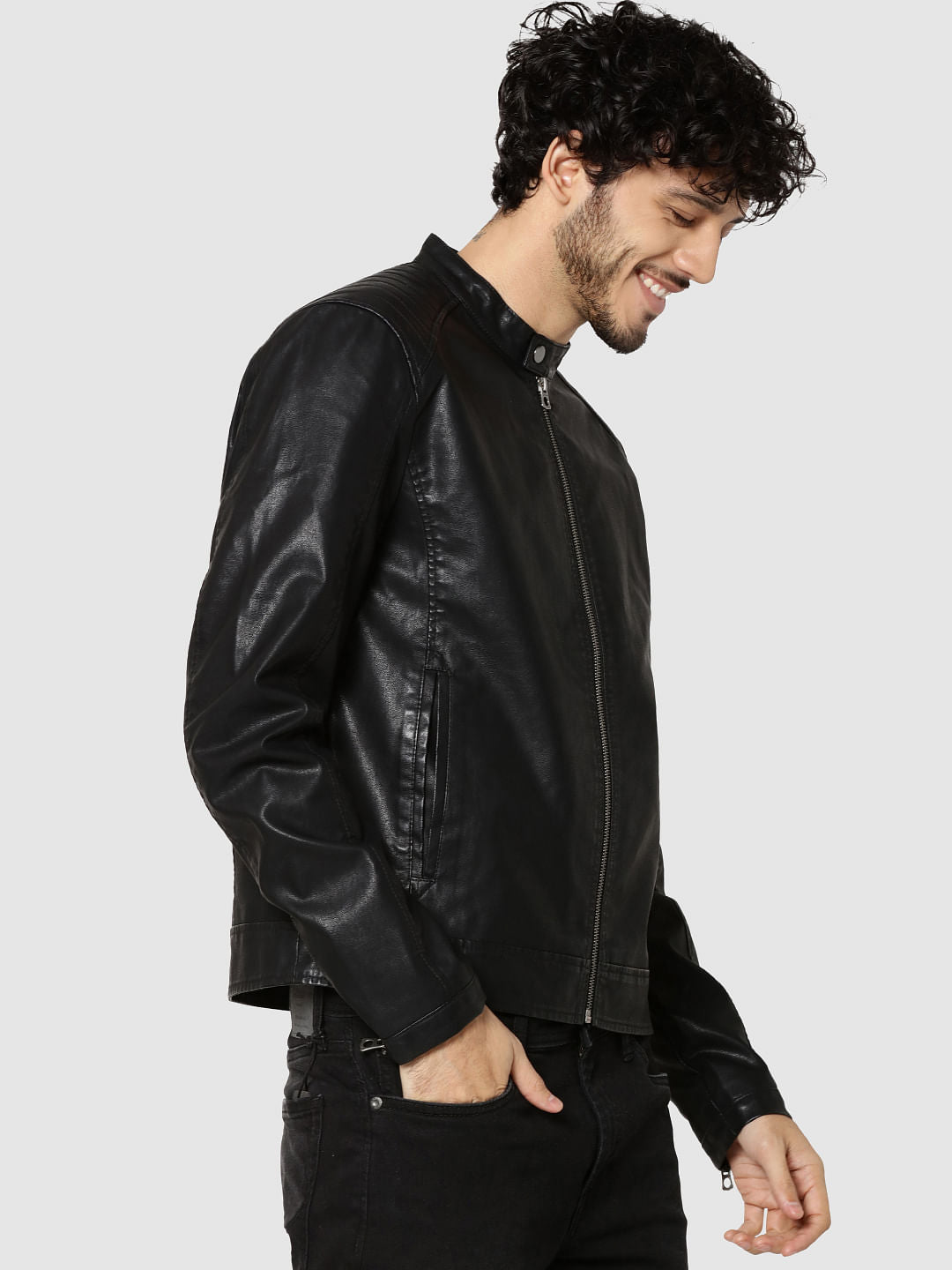 Black Pu Biker Jacket