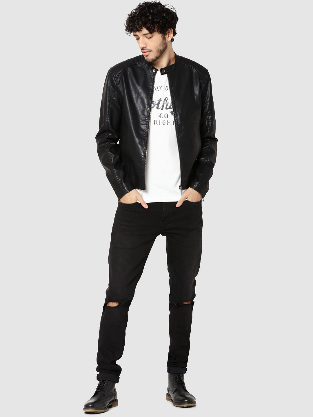 Black Pu Biker Jacket
