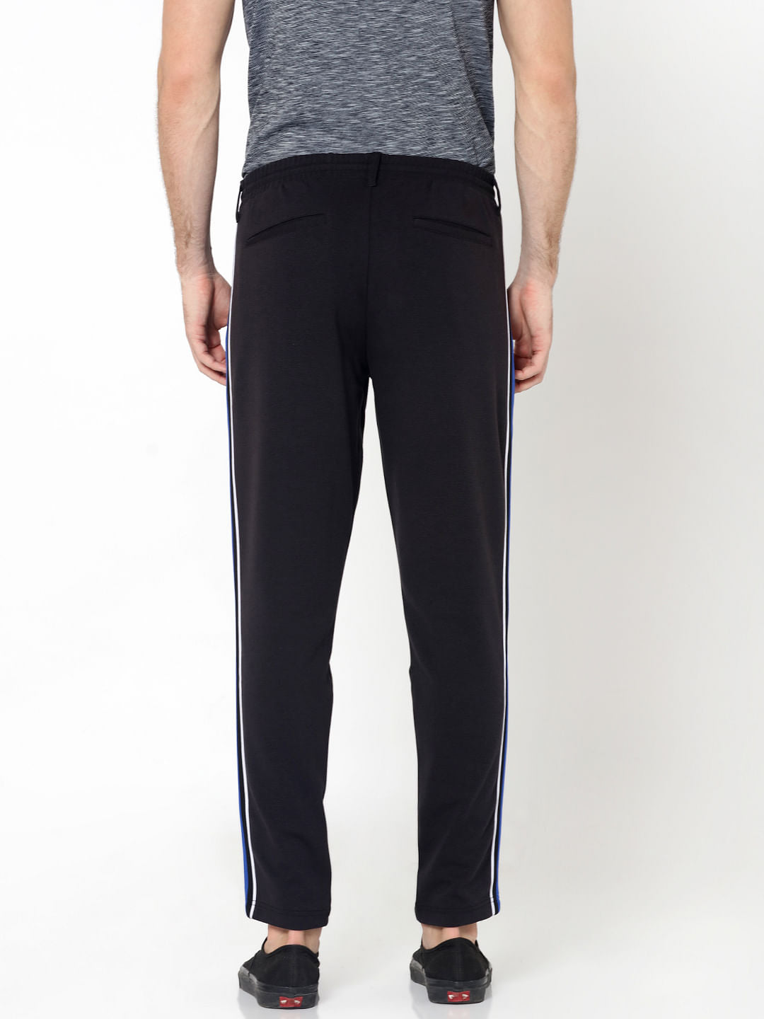 Dark Grey Tape Detail Drawstring Pants
