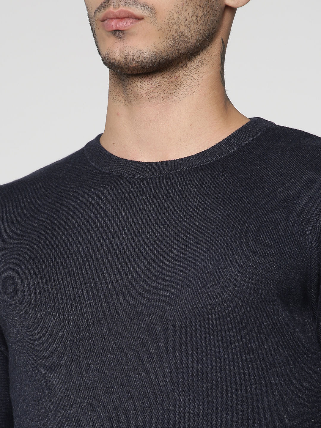 Blue Stripe Tape Detail Crew Neck Sweatshirt