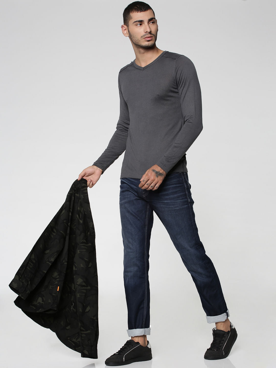 Grey V-Neck Sweatshirt