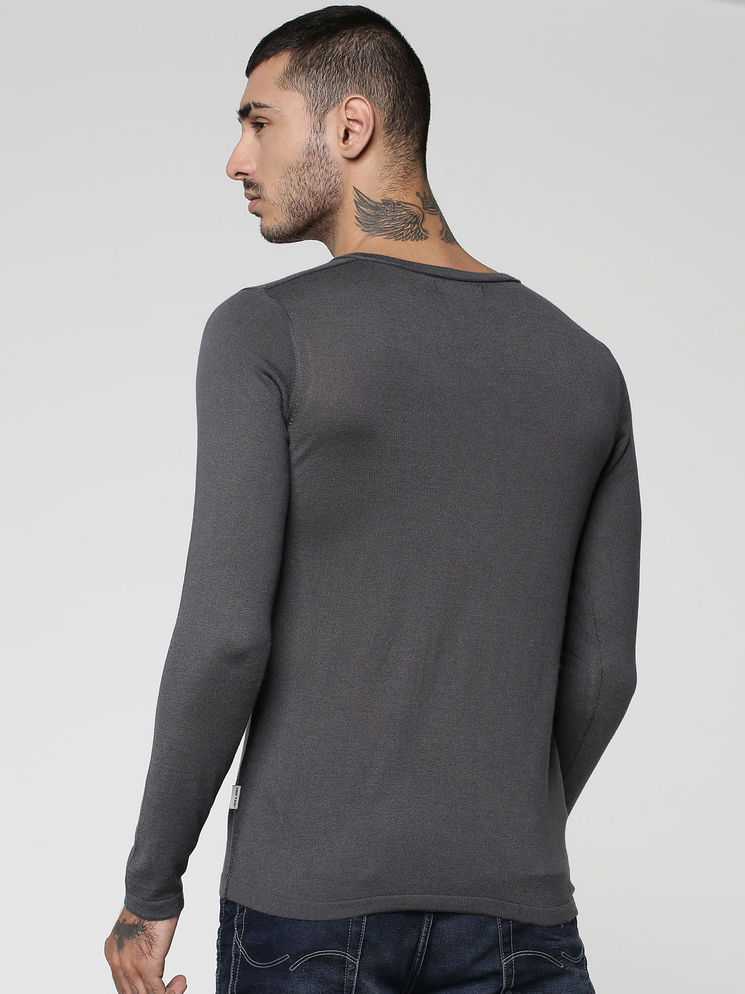 Grey V-Neck Sweatshirt