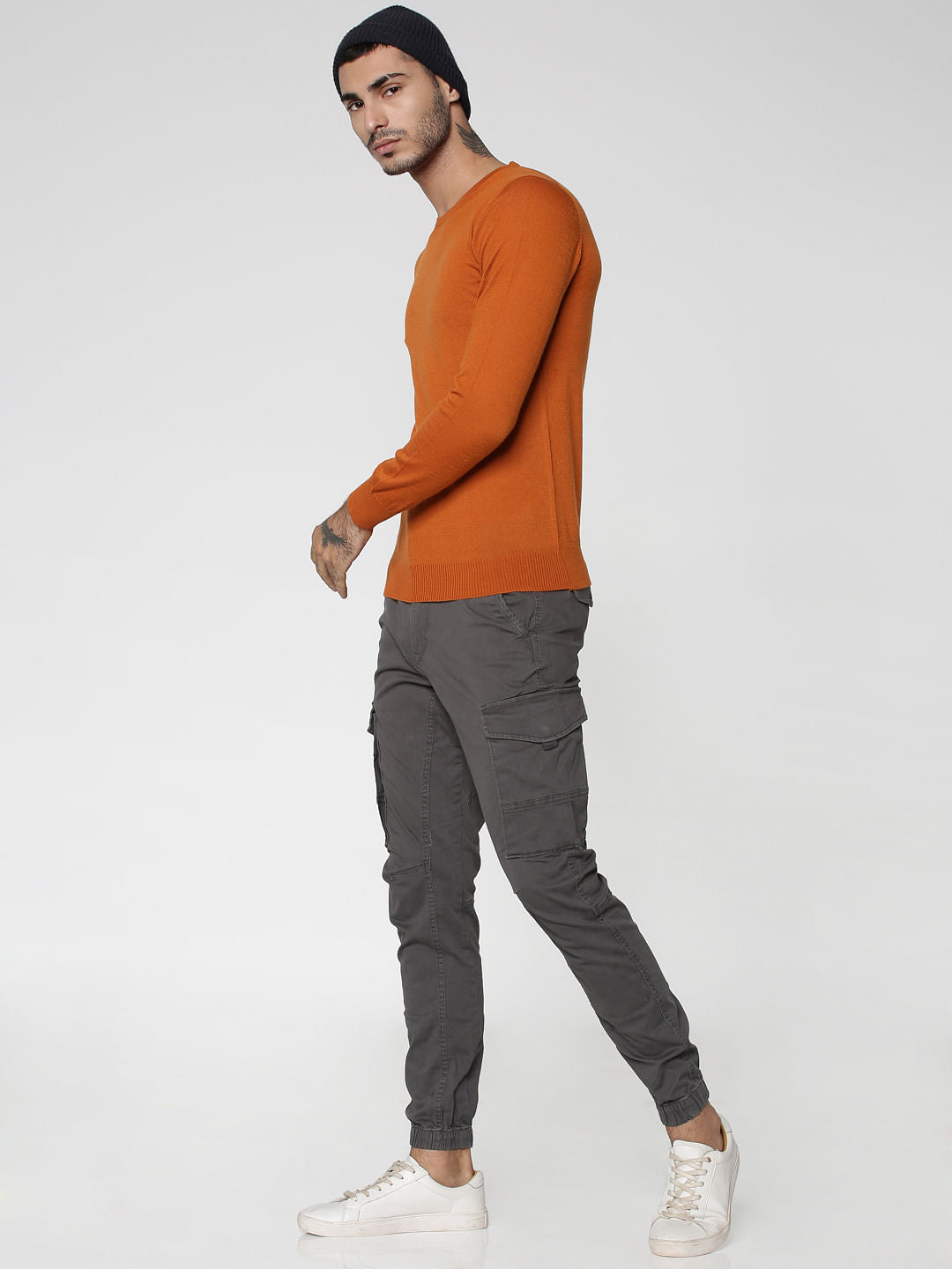 Orange Crew Neck Pullover