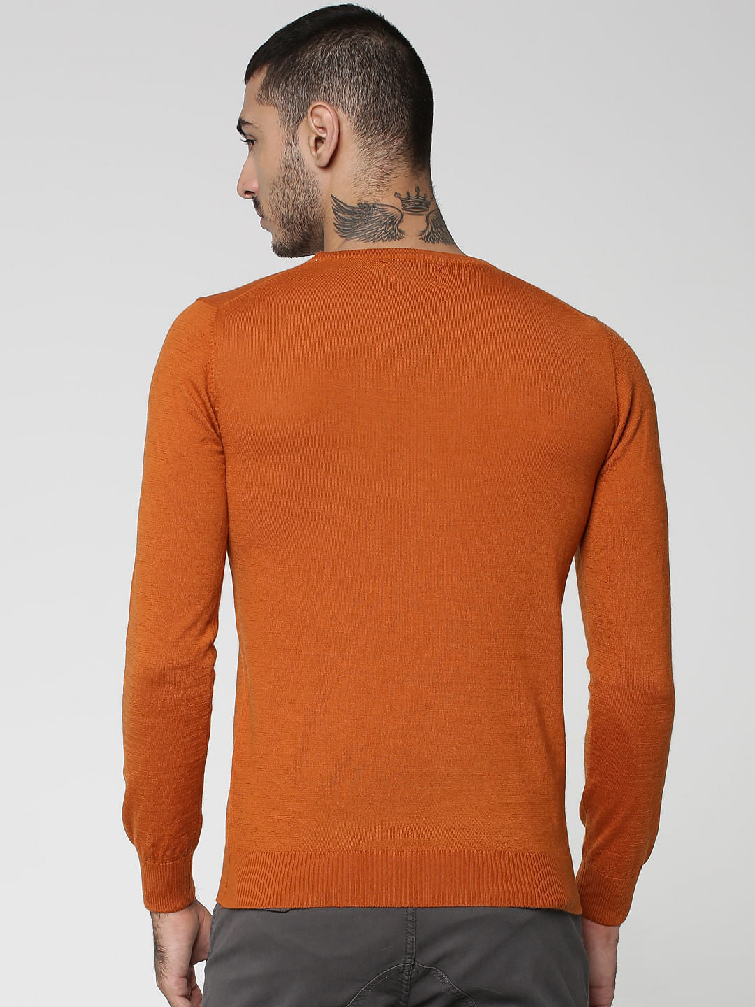 Orange Crew Neck Pullover