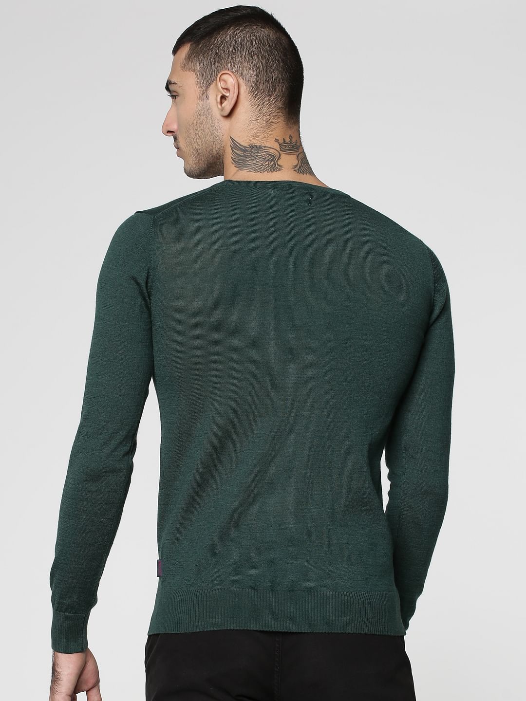 Green Knit Crew Neck Sweatshirt