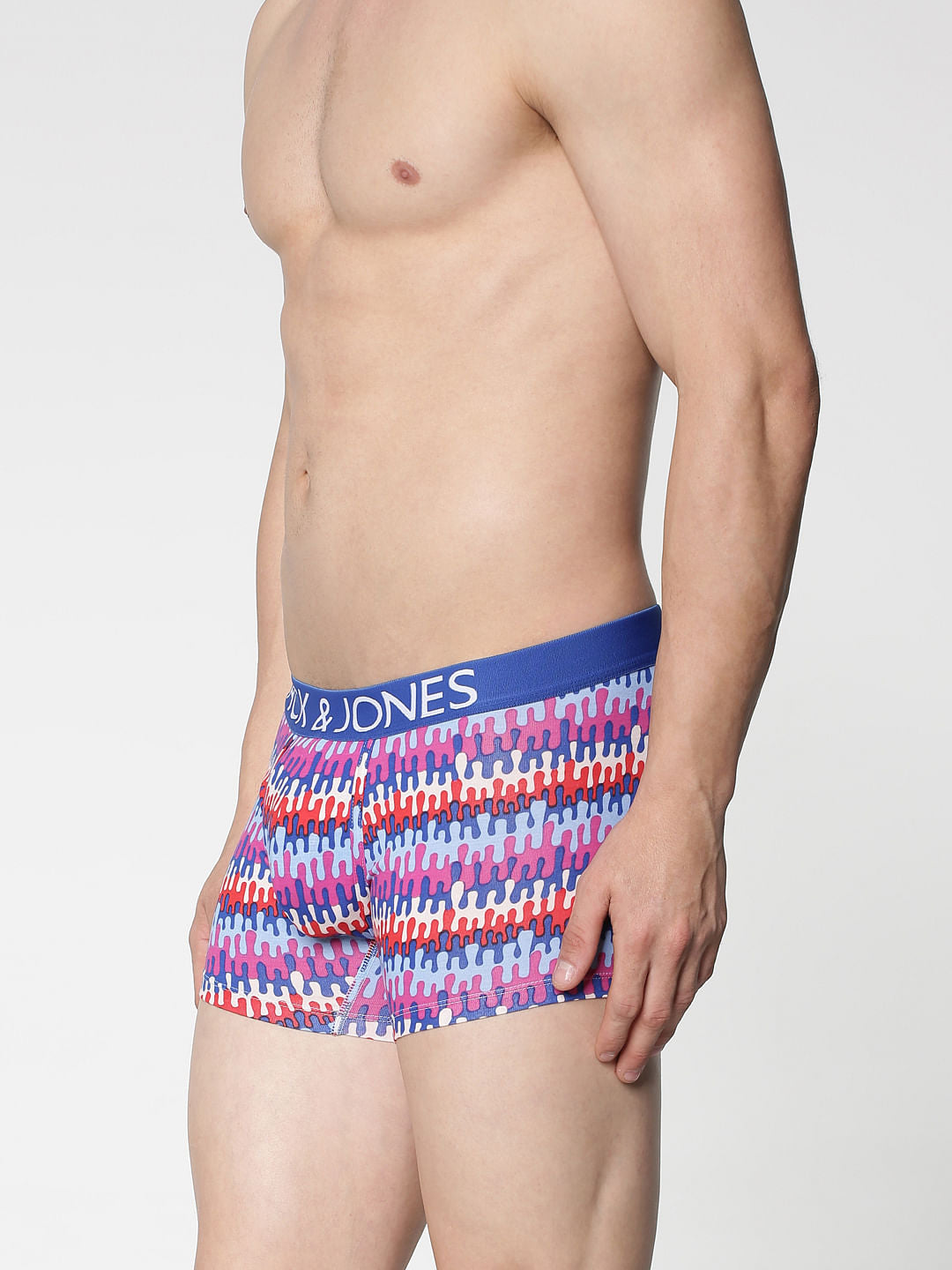 Maroon Colour Blocked Drip Stripe Brazilian Trunks
