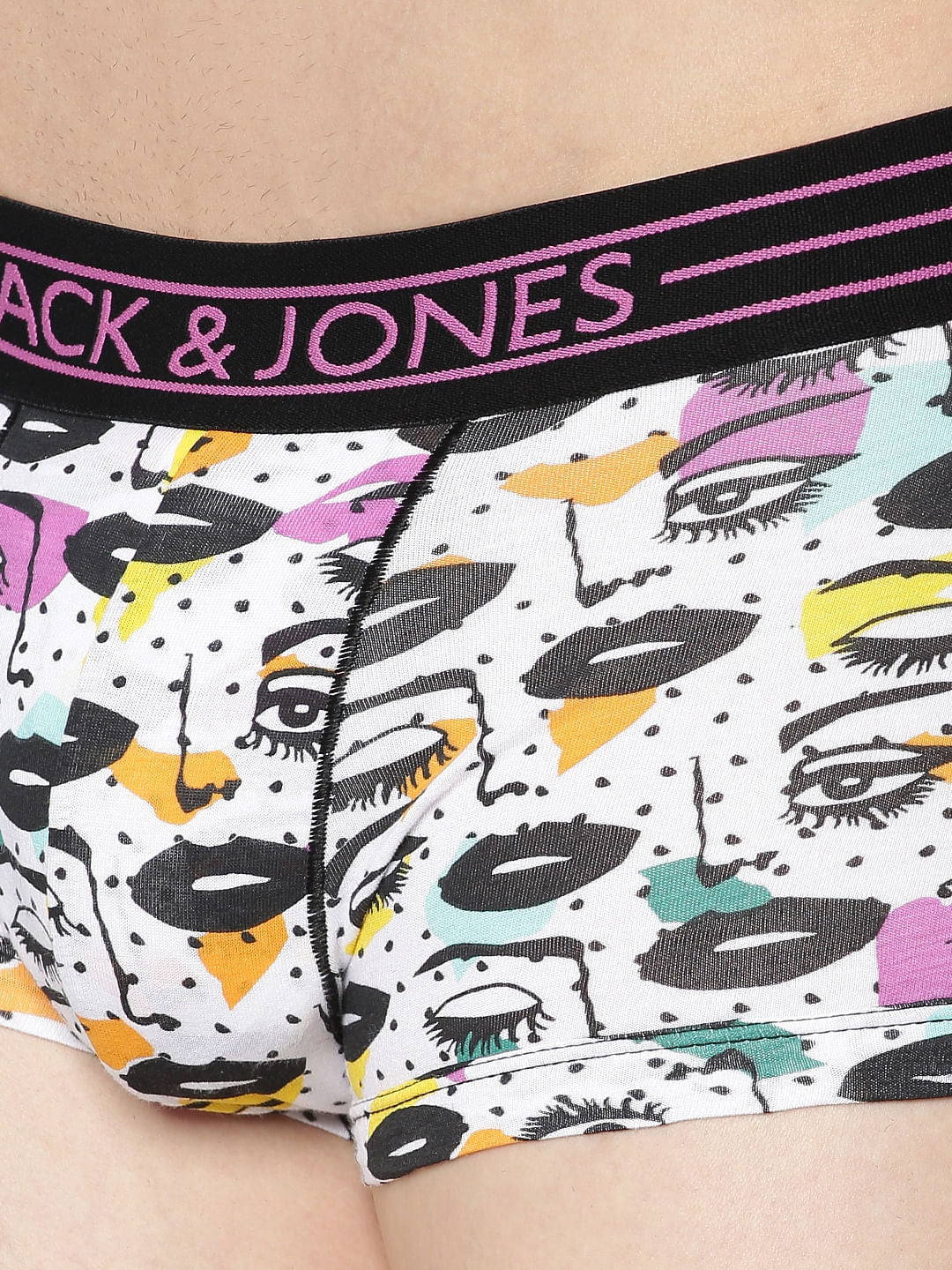 Grey Colour Blocked Eyes Print Brazilian Trunks