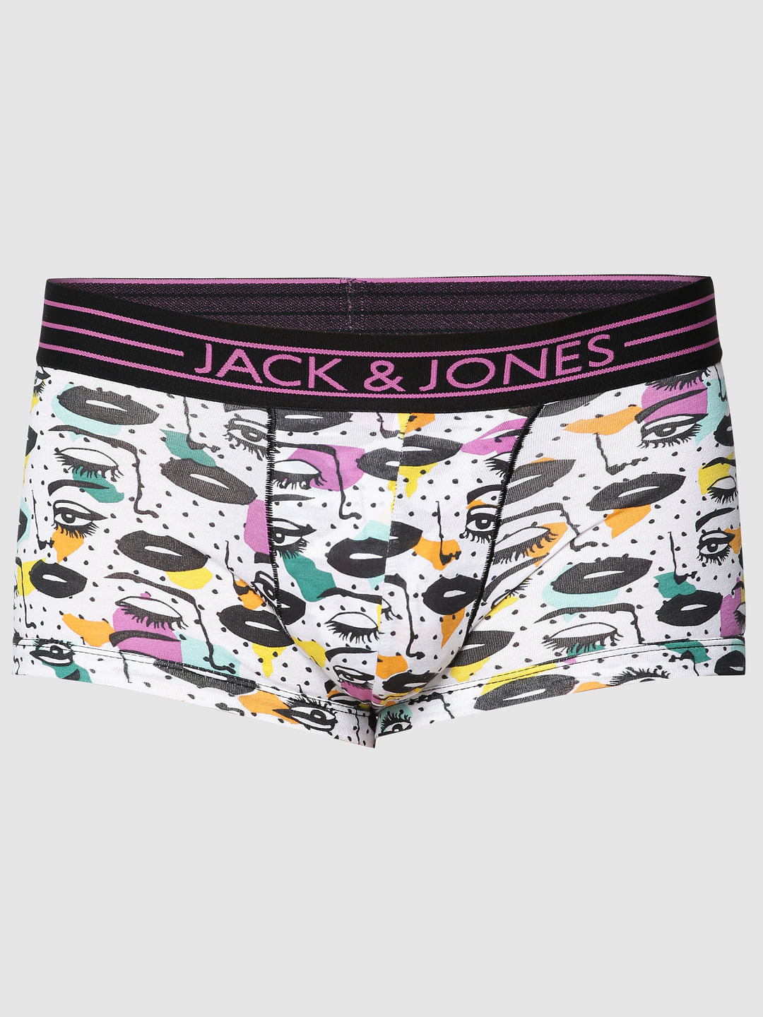 Grey Colour Blocked Eyes Print Brazilian Trunks