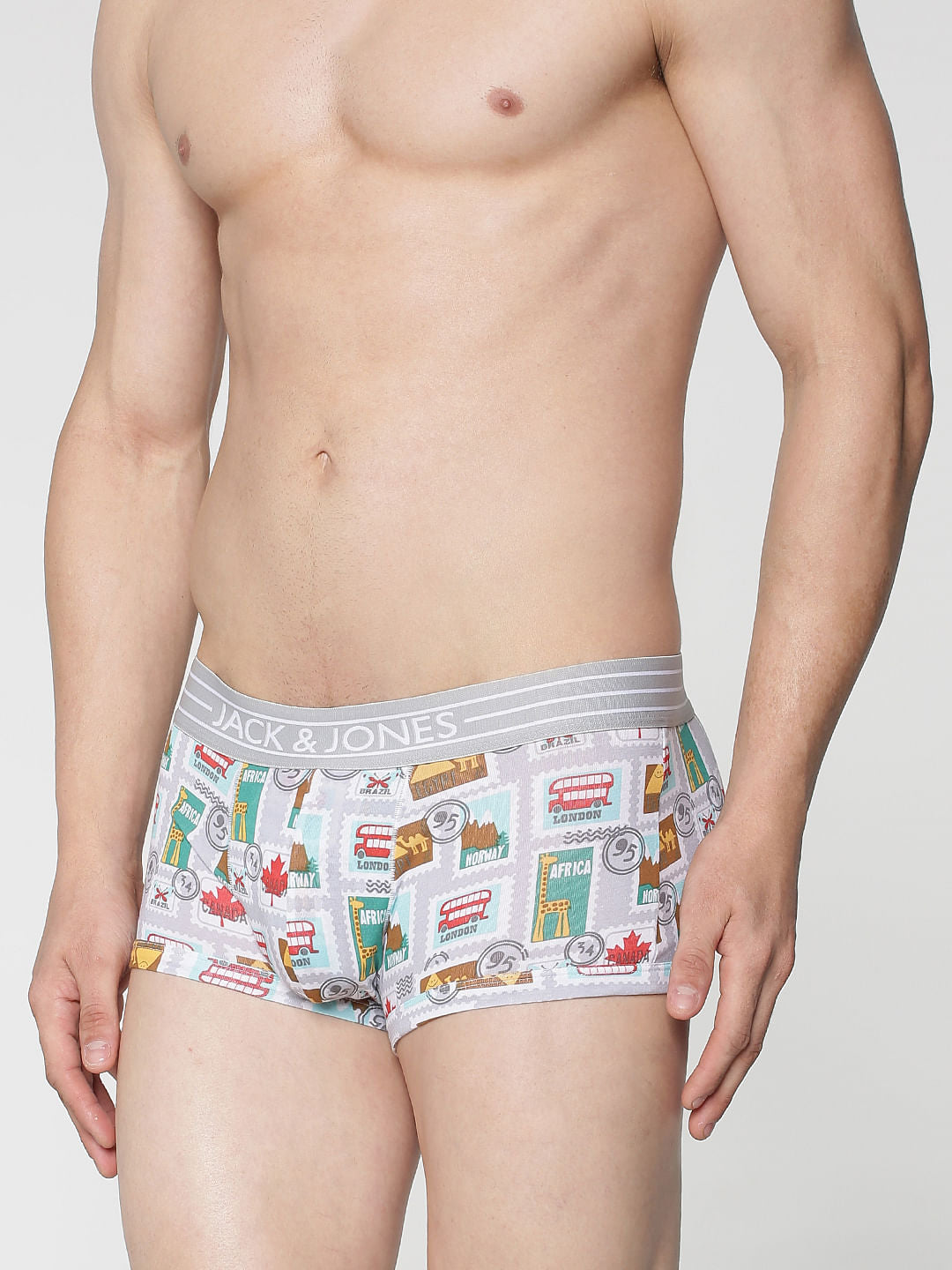 Light Blue All Over Stamp Print Brazilian Trunks