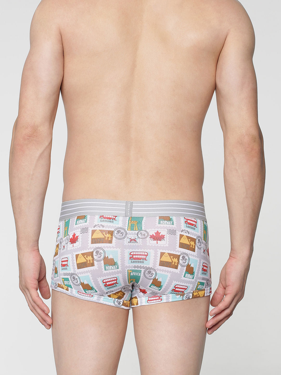 Light Blue All Over Stamp Print Brazilian Trunks