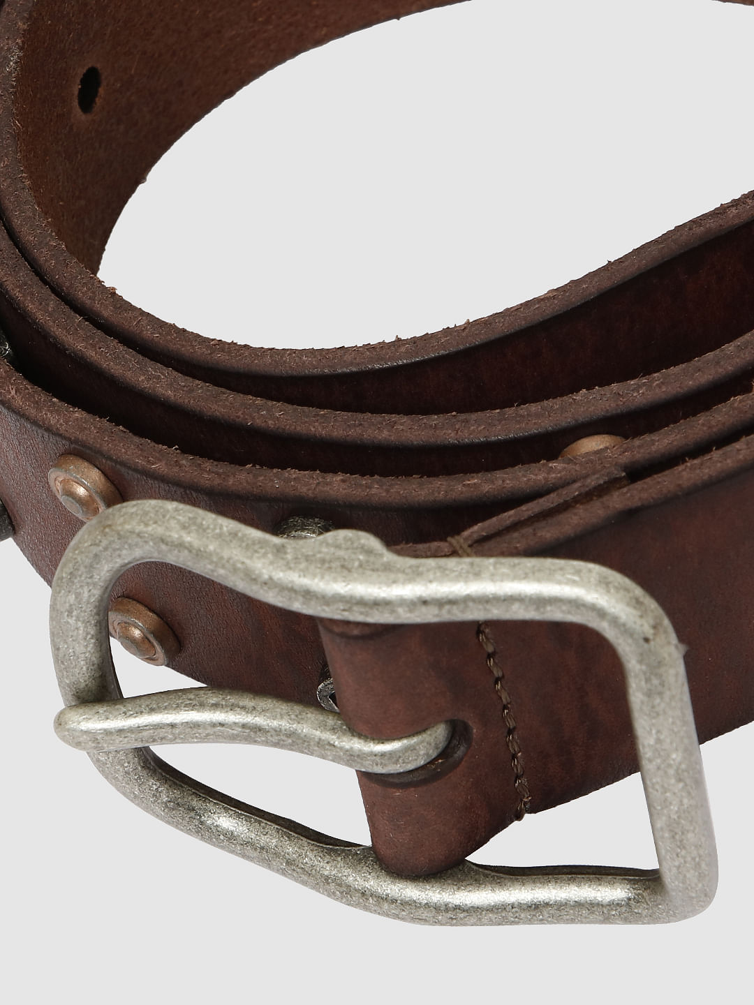 Brown Studded Leather Belt