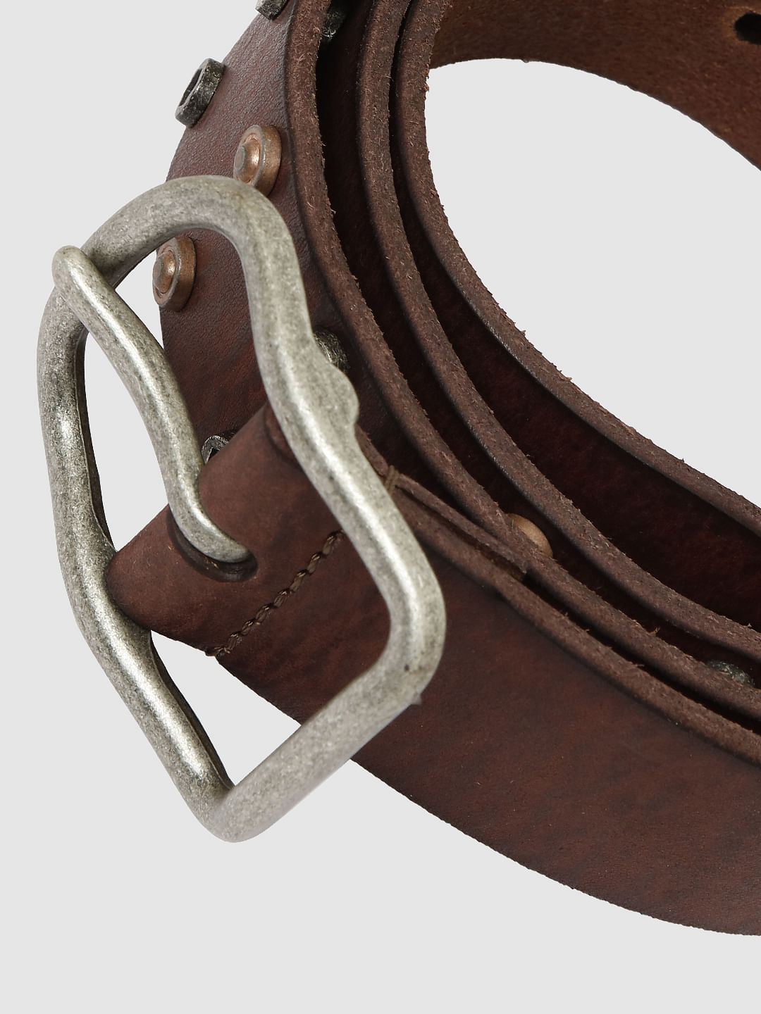 Brown Studded Leather Belt