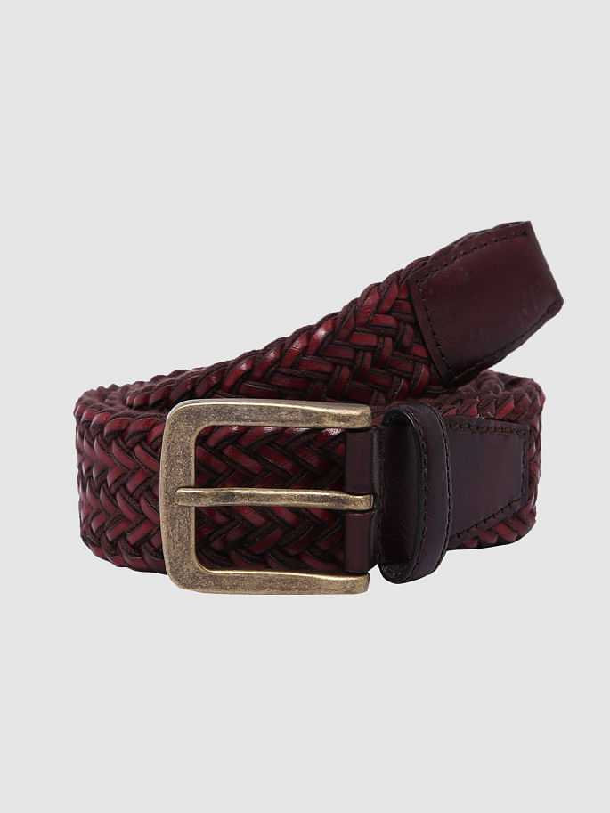 Brown Braided Leather Belt