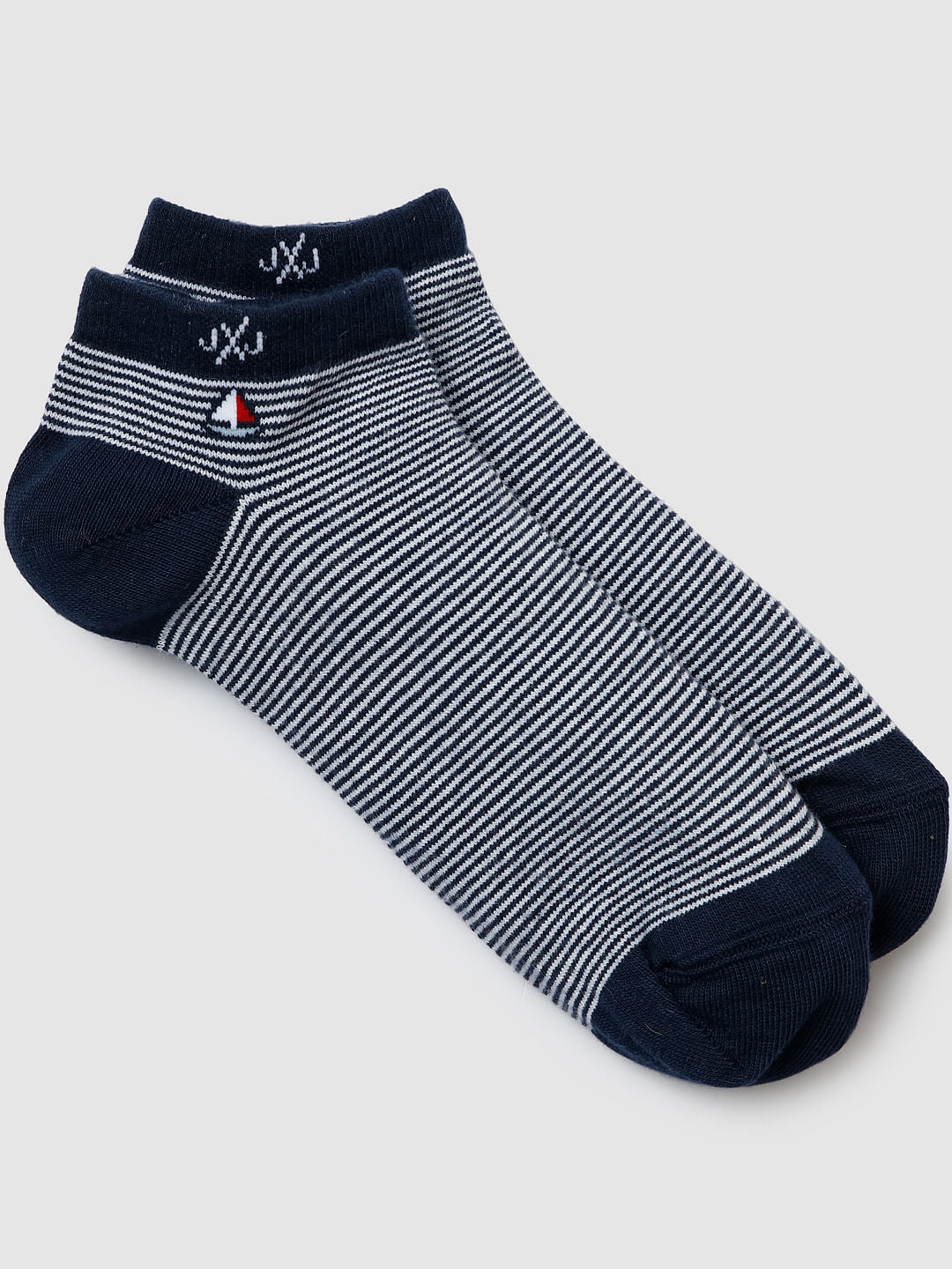 Grey Striped Ankle Length Socks