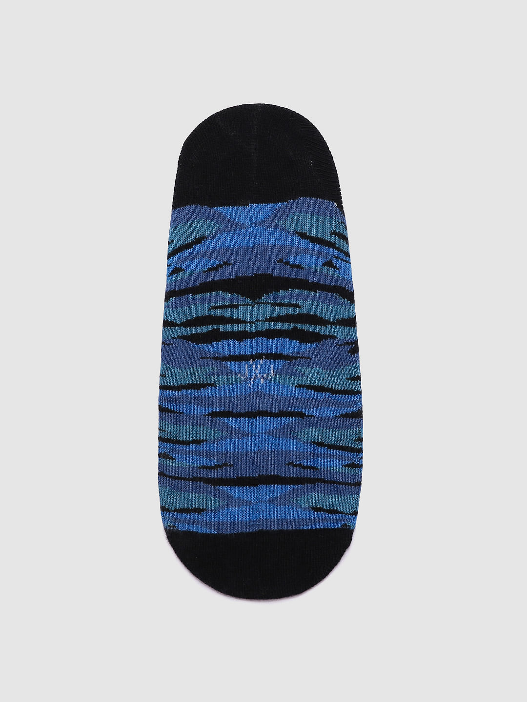 Blue Colour Blocked No Show Socks